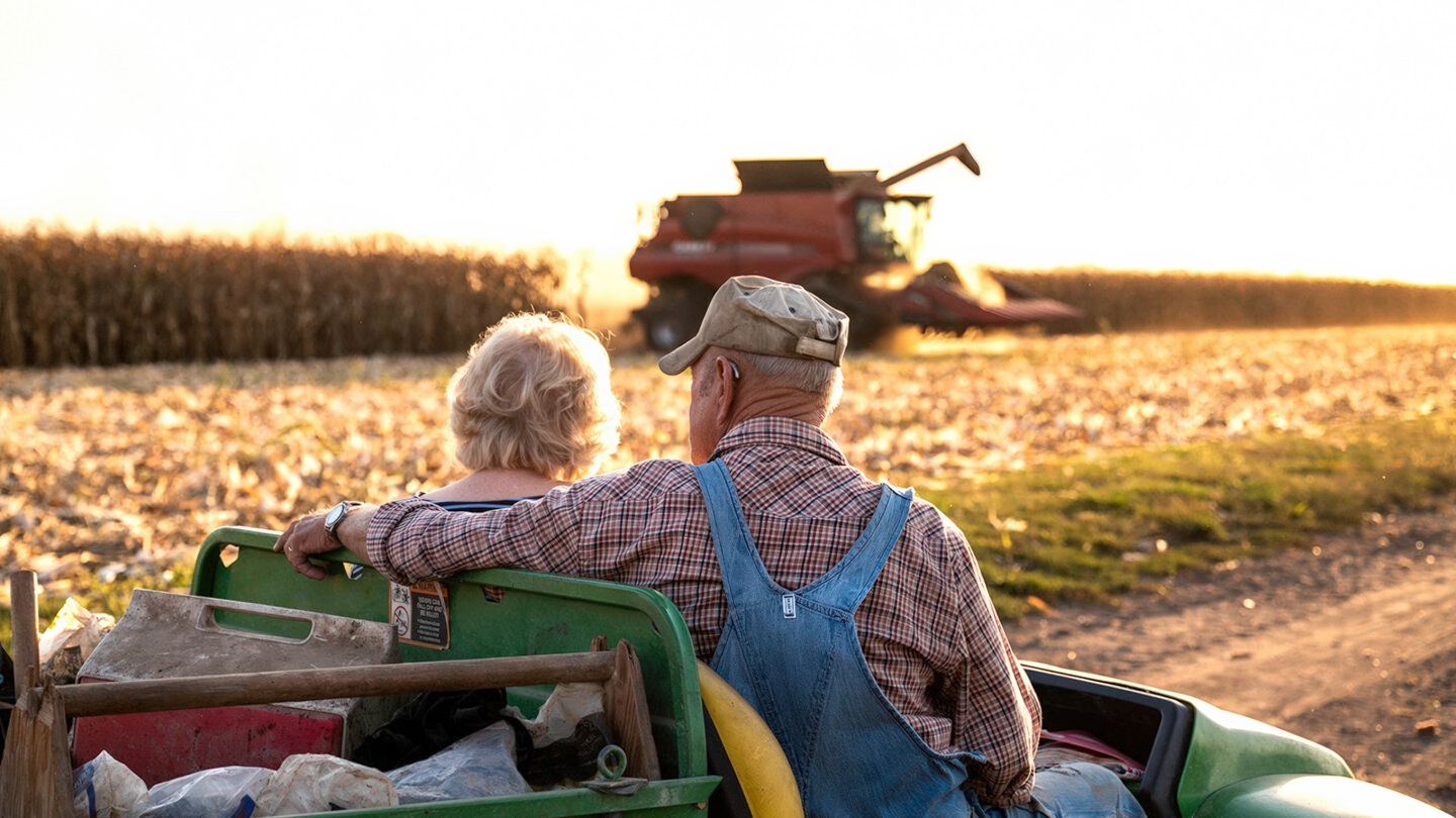 older couple at corn harvest