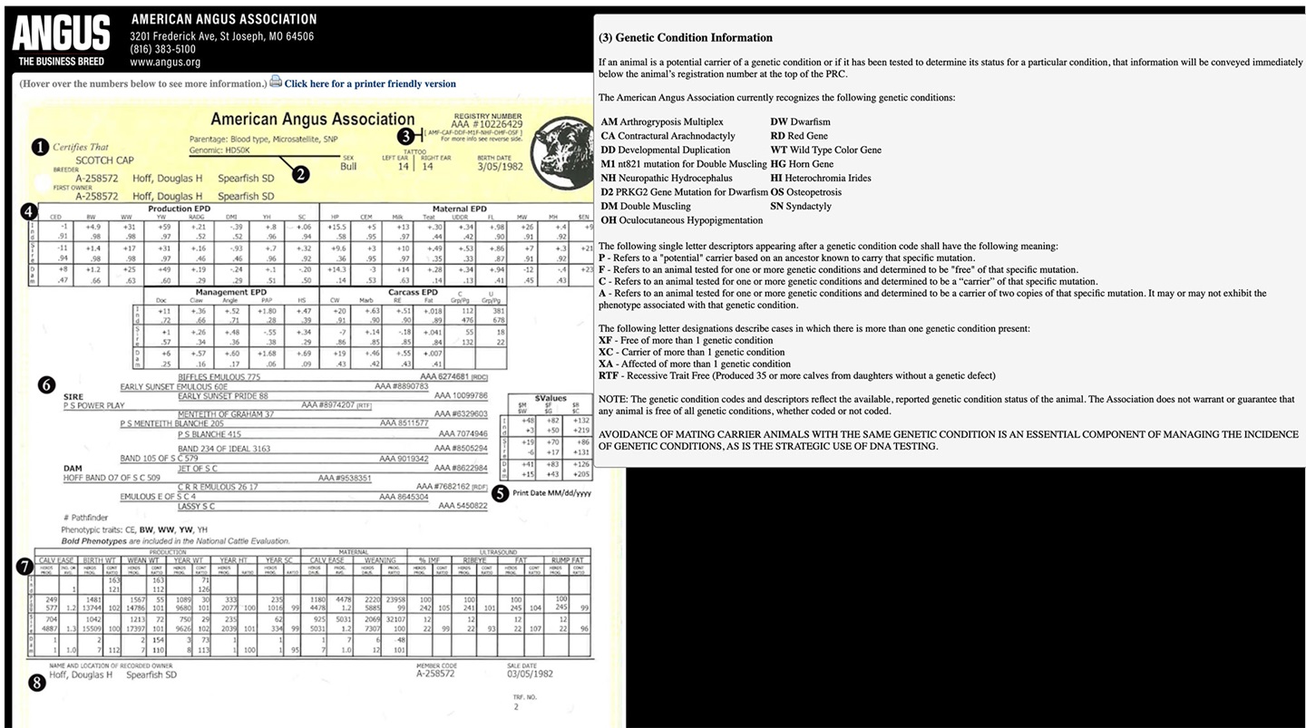 Example of the Performance Registration Certificate Genetic Condition Symbols