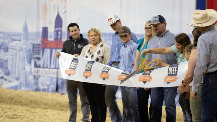 Members of Ingram Angus and the American Angus Foundation celebrating the launch of BEEF Academy with a special ribbon cutting ceremony at the 2024 NJAS.