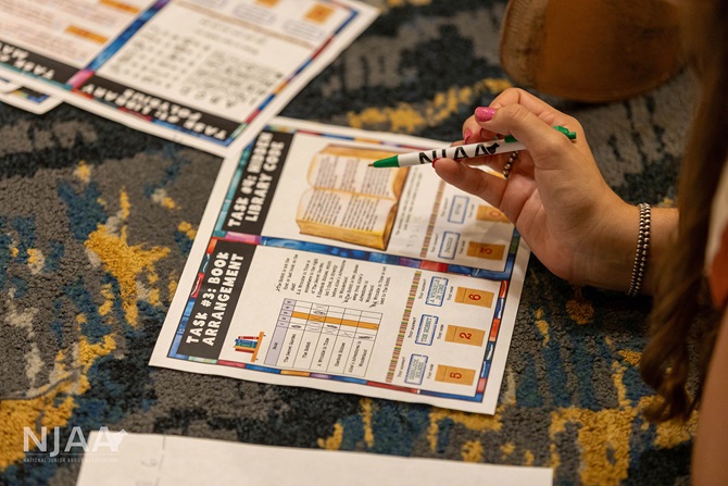 Participant working through a leadership activity worksheet.