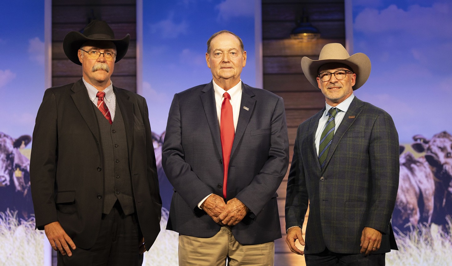 Elected to serve as officers of the American Angus Association for 2025-26 are (from left) Vice President Darrell Stevenson, President Jim Brinkley and Treasurer Smitty Lamb.