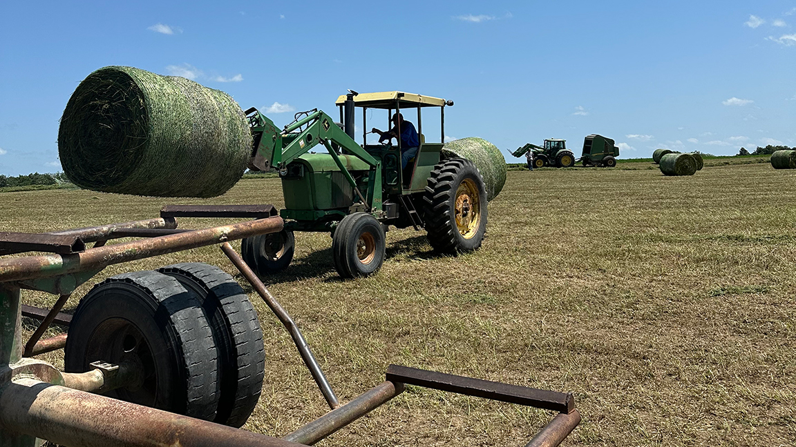 tractor with hay