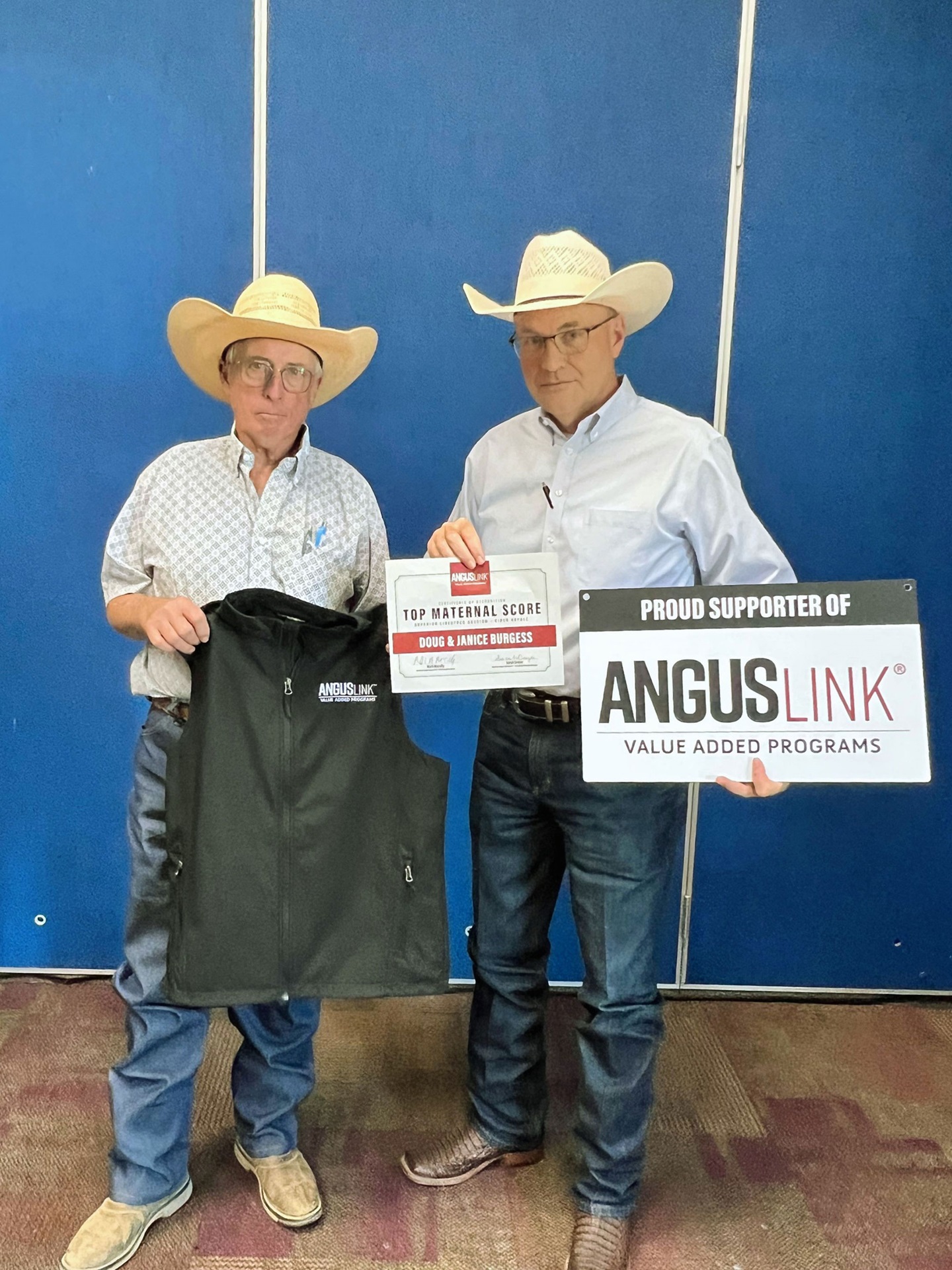 Doug Burgess, Homedale, Idaho, was recognized with the top Maternal Score award during the AngusLink® Genetic Merit Scorecard® awards presentation at the Superior Livestock Auction Video Royale Sale July 29 in Winnemucca, Nev. The Burgess family earned a Maternal Score of 168, the highest score among AngusLink consignors participating in the sale.