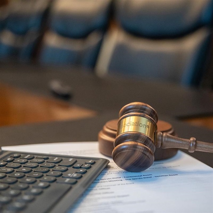 A gavel sitting on a table in the board meeting room at the National Angus Association offices.