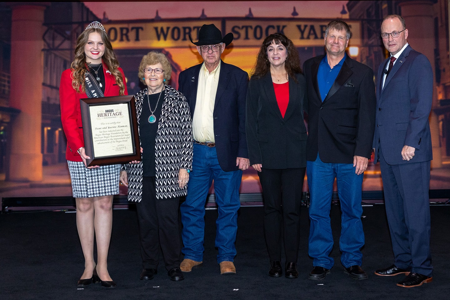 Dave and Yvonne Hinman, Malta, Montana, were inducted into the Angus Heritage Foundation at the 2024 Angus Convention in November.