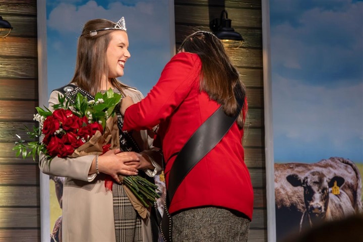Claire Murnin of Montana receives the prestigious Miss American Angus crown.