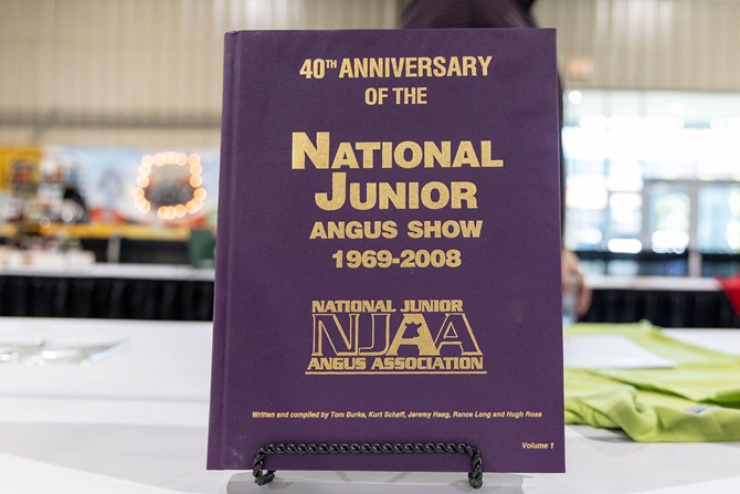 A vintage 40th Anniversary edition of the National Junior Angus Show history book was sold during the Angus Foundation Silent Auction at the 2025 NJAS event. 