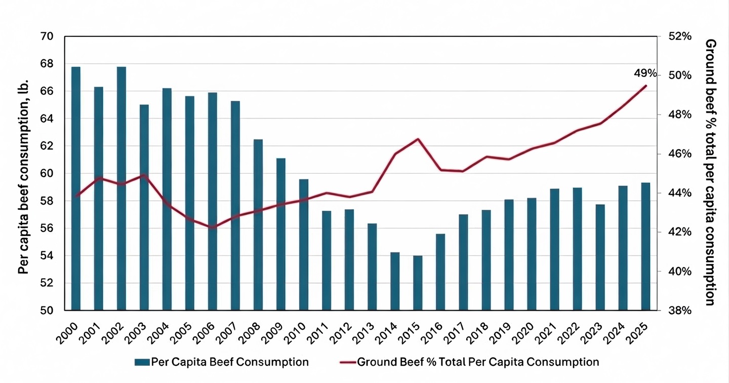 Per capita beef consumption