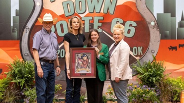 Jarold and Jennifer Callahan of Yukon, Oklahoma, were recognized as 2025 Honorary Angus Foundation Inductees at the 2025 National Junior Angus Show in Tulsa,Olka. Pictured from left are Mark McCully, American Angus Association chief executive officer; Jennifer Callahan, Honorary Angus Foundation Inductee; Alli Perry NJAA Foundation director; and Jaclyn Boester, Angus Foundation executive director. 