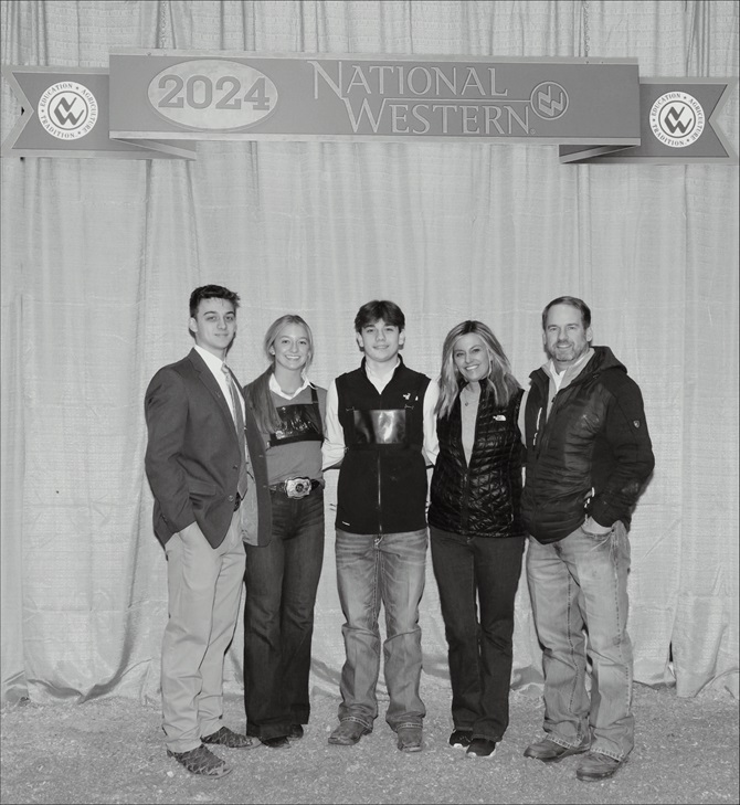 Jack, Jennifer, Jeff, Anne and Max Dameron stand for a family picture at the 2024 National Western Stock Show.