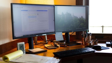 A member pulls up their Angus Online account on their office computer to conduct business with the American Angus Association.