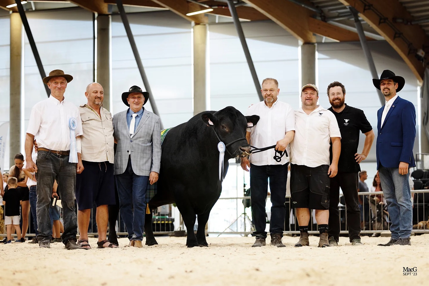 The Czech Aberdeen Angus Association board members, hosts of the World Angus Technical Meeting, congratulate the grand champion of the special show