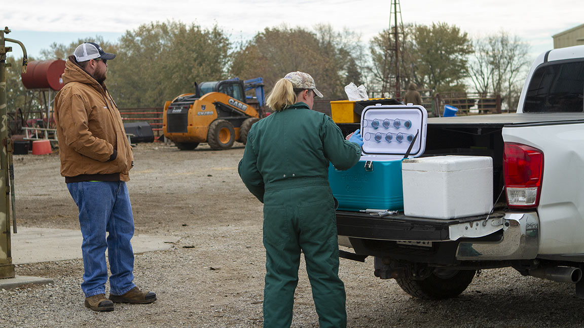 Vet at her truck