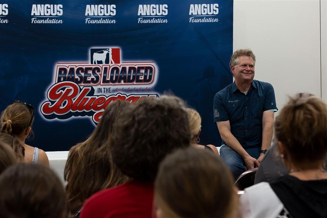 Certified Angus Beef Chef Michael Ollier takes questions from the audience during the orientation meeting of the All-American Certified Angus Beef ® Cook-Off contest.
