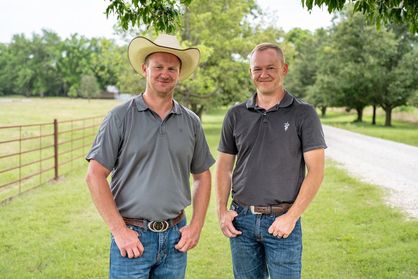 Oklahoma producer Buck Rich (left) and veterinarian Tyler Thomas, owner of Prague Veterinary Clinic.