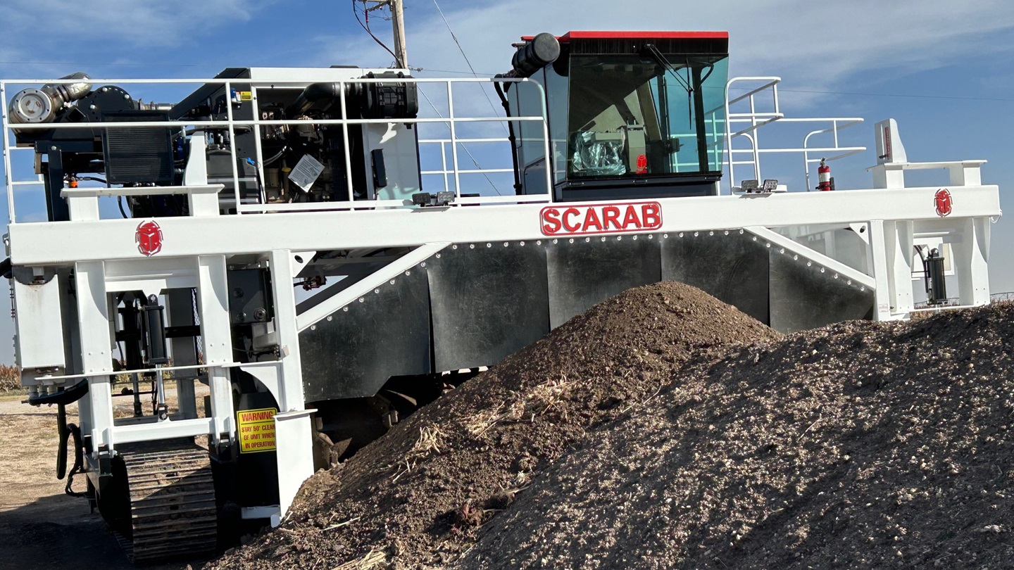 When the compost lines at Clint & Sons grew large enough, Freeman hired out for help to turn the compost.