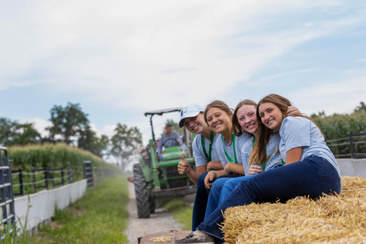 Girls on trailer