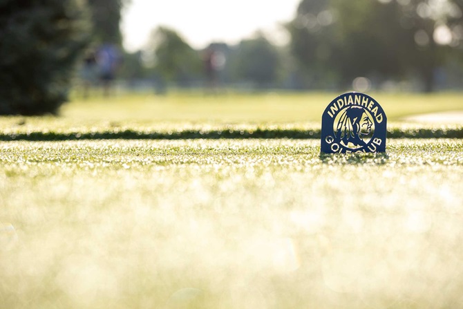 Indian Trace golf course sign on greens.