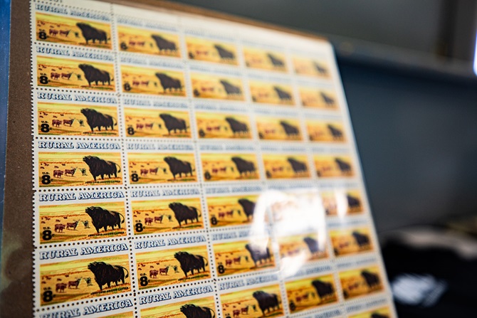 A set of historic Rural American Angus stamps.