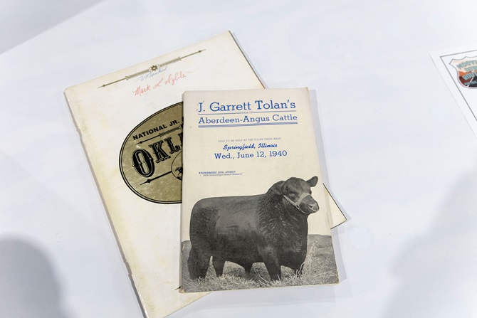 Two historic Angus documents were auctioned off at the Angus Foundation Silent Auction at the 2025 NJAS event. The pamphlets feature a 1940 sale catalog from J. Garrett Tolan and a vintage National Junior Angus Show program.
