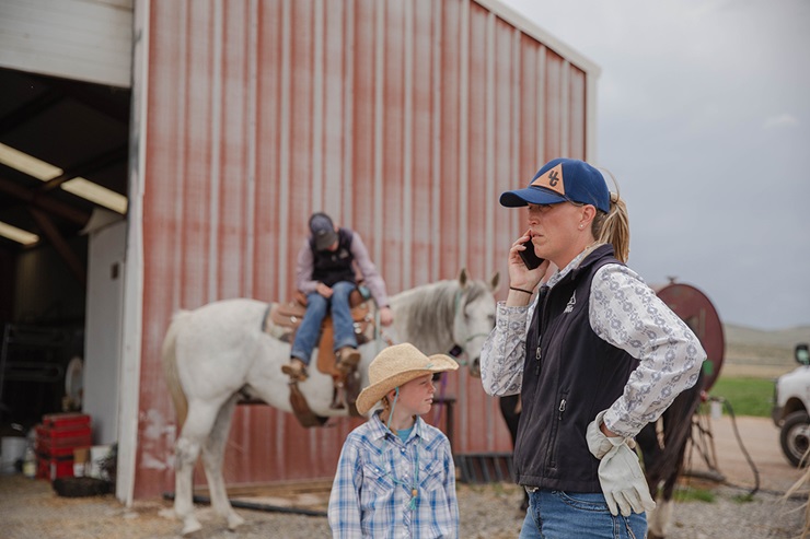 Jennie Willis provides support for every job on the ranch, while being shadowed by her kids.