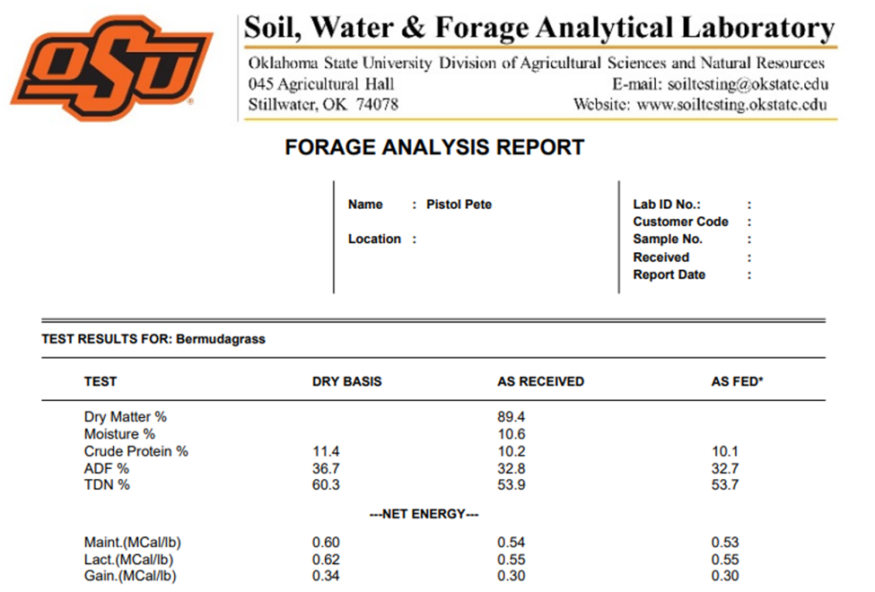 OSU test results