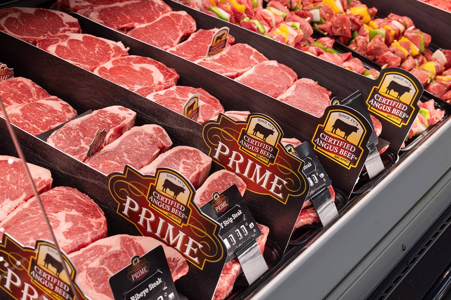 steaks in meatcase