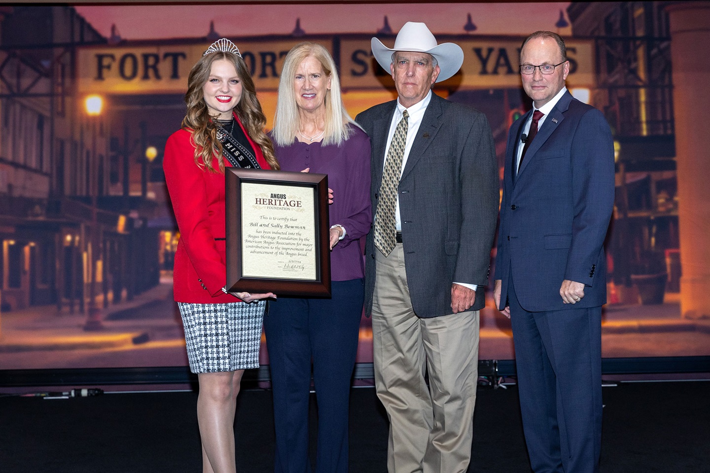 Bill and Sally Bowman, St. Joseph, Missouri, were inducted into the Angus Heritage Foundation at the 2024 Angus Convention in November.