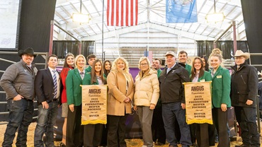  The 2025 Angus Foundation Heifer Package, donated by Pollard Farms of Waukomis, Oklahoma, was purchased by Lylester Ranch of Martell, Nebraska, for $75,000 on January 10 at Cattlemen’s Congress in Oklahoma City.