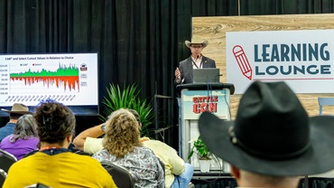 Paul Dykstra presents during a Learning Lounge session at the 2025 Cattle Industry Convention in San Antonio, Texas. 