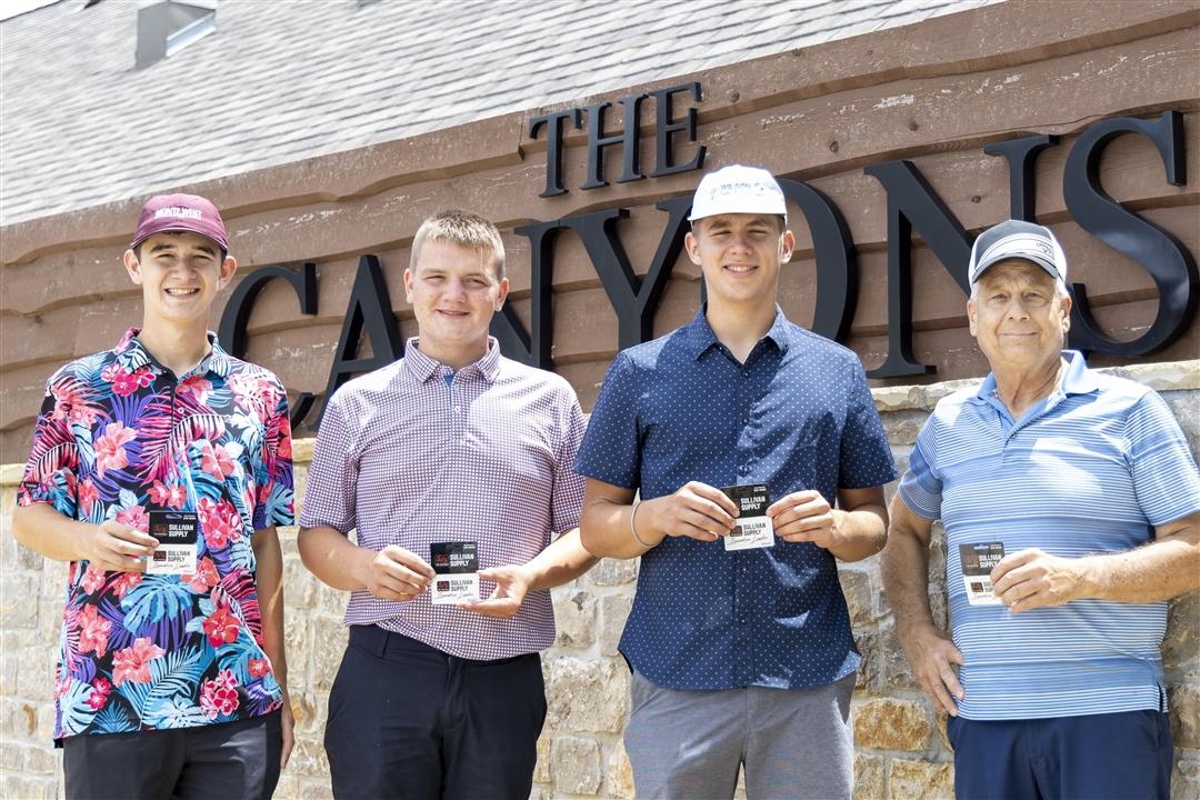 Flight C team winners of the annual Angus Foundation Golf Tournament at The Canyons at Blackjack Ridge in Sand Springs, Okla., include: (pictured from left to right) Grady Clausen of Stockton, IA.; Cale Jensen of Plainfield, IA.; Grant Wilson of Donahue, IA; and Lynn Ewald of Waldorf, Mn.