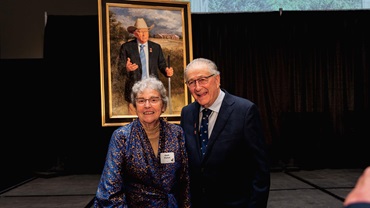 William H. “Bill” Rishel of North Platte, Nebraska, is honored as the 380th inductee into the historic Saddle and Sirloin Portrait Gallery during the North American International Livestock Exposition (NAILE) in Louisville, Kentucky.  Photo Credit: Megan Hunt Photography 
