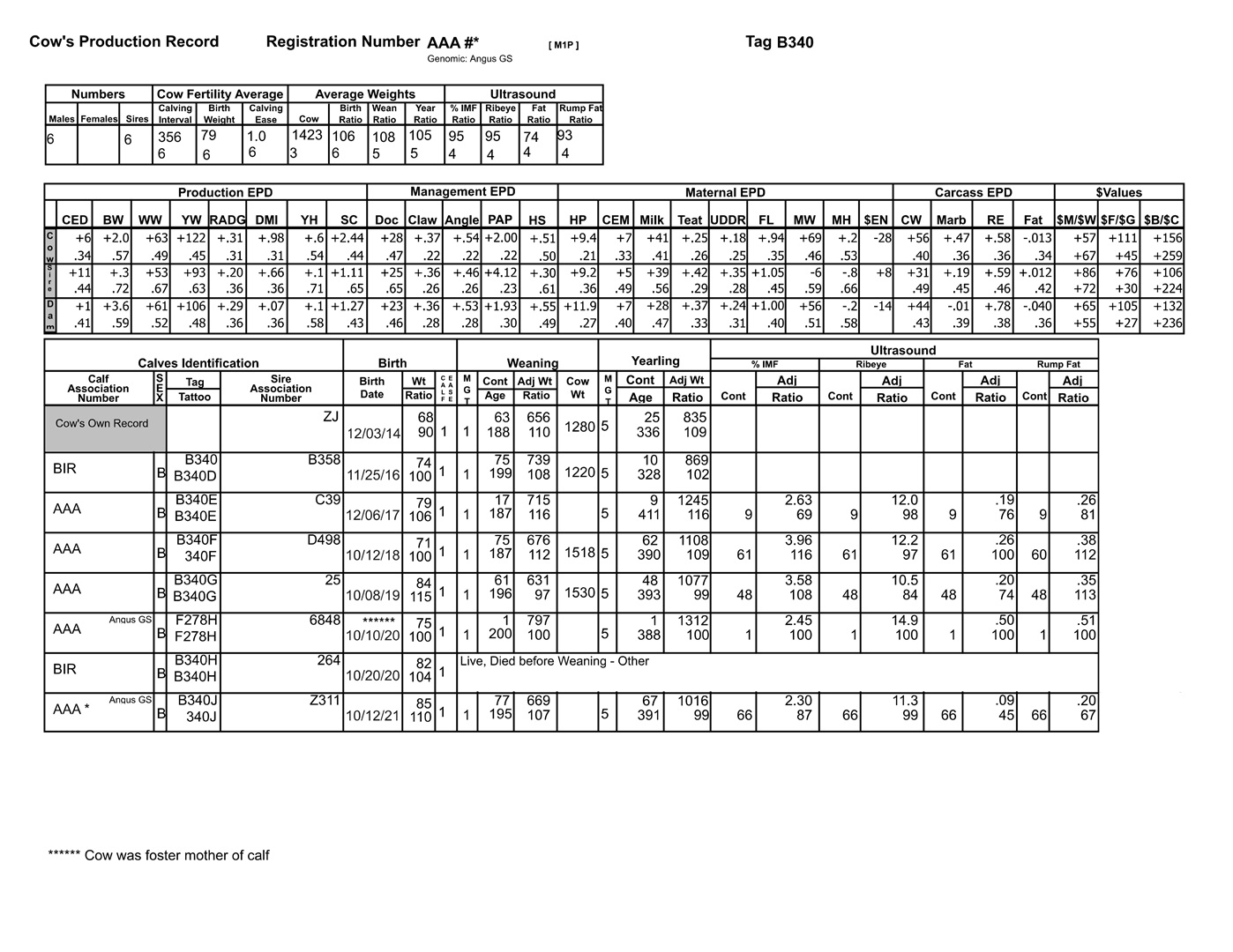 Cow Production data chart.